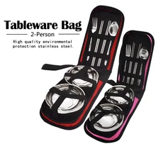Stainless Steel Outdoor Tableware Set Spoon Fork 6Pcs/Set Stainless Steel Outdoor Tableware For Camping Picnic 