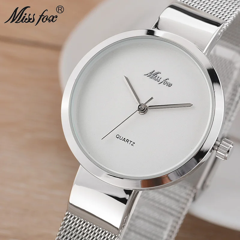 

Women Watches Missfox Super Slim Dw Minimalist Simple Watch Steel Mesh Ladies Gold Wrist Watch Waterproof Female Quartz Clock