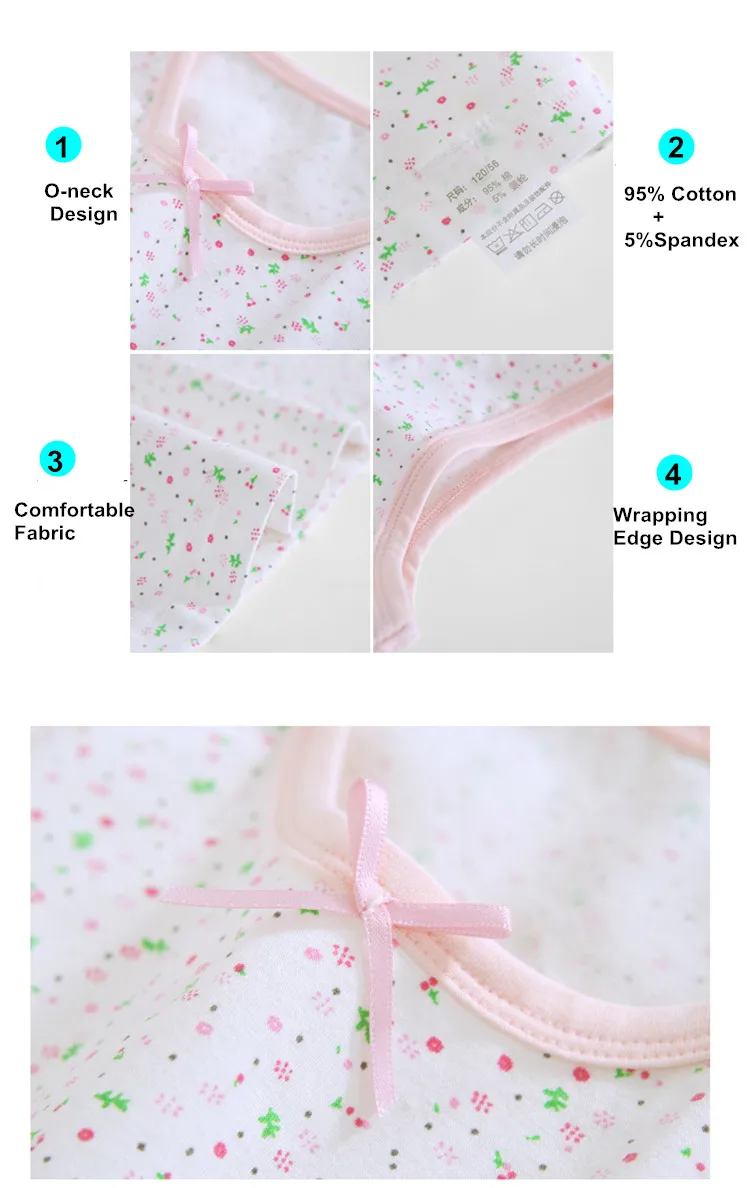 Children Girls Cotton Bowknot Underwear Vests 17