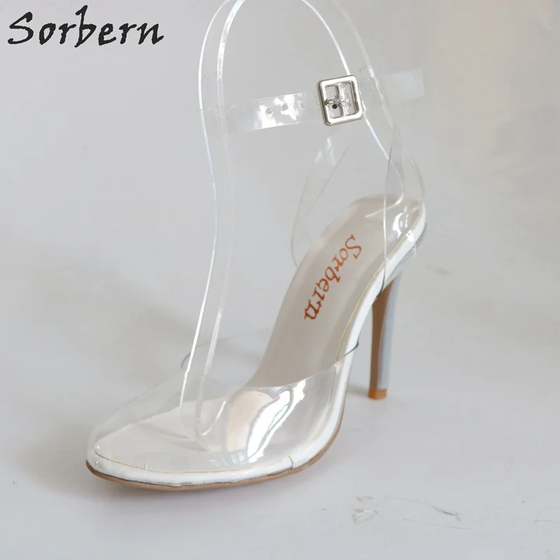 

Sorbern White Women Sandals Shoes PVC Buckle Strap 2018 Real Ladies Party Shoes Plus Size EU34 - EU46 Hot Sale Custom Color