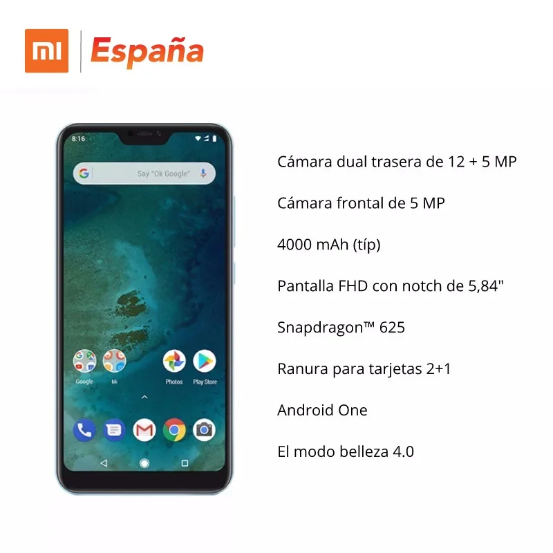 [Versión Global para España] Xiaomi Mi A2 Lite (Memoria interna de 32GB, 3GB de RAM, Cámara dual de 12 + 5 MP)