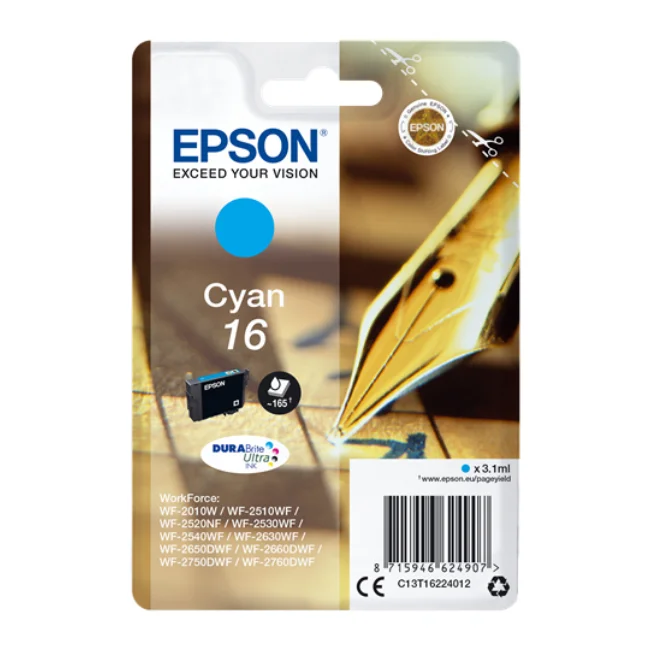 Epson Pen and crossword Singlepack Cyan 16 DURABrite Ultra Ink Original -WorkForce WF-2760DWF-WorkForce WF-275 | Компьютеры и офис
