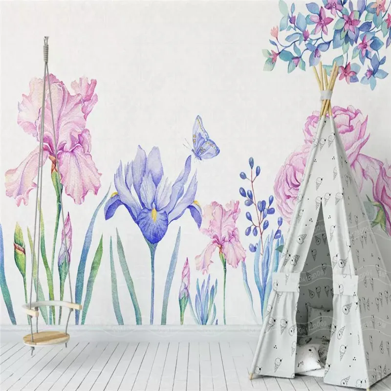 Hand-painted orchid flower butterfly background wall custom large wallpaper mural 3D photo wall factory wholesale Hand-painted orchid flower butterfly background wall custom large wallpaper mural 3D photo wall factory wholesale