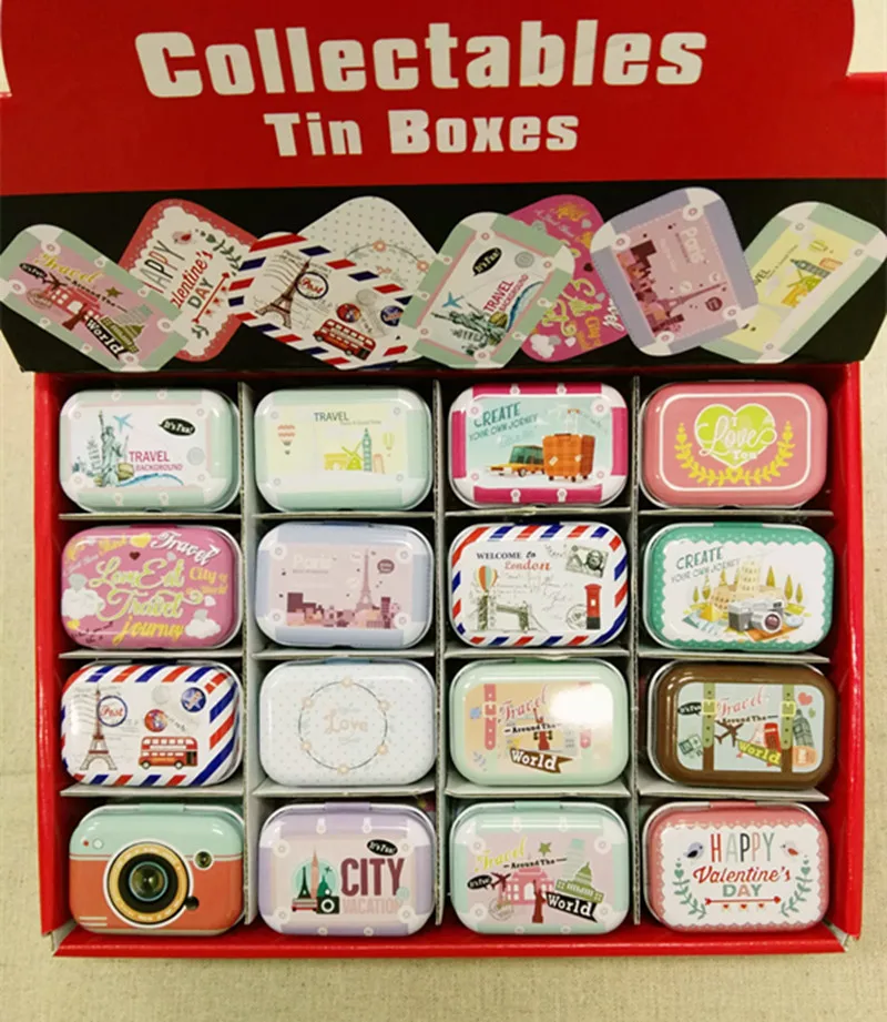 

Countryside Printing Mini Tin Box Cityview Printing Metal Coin Saver Jewerly Case Pill case 16 designs Chocolate Box 32pc/box