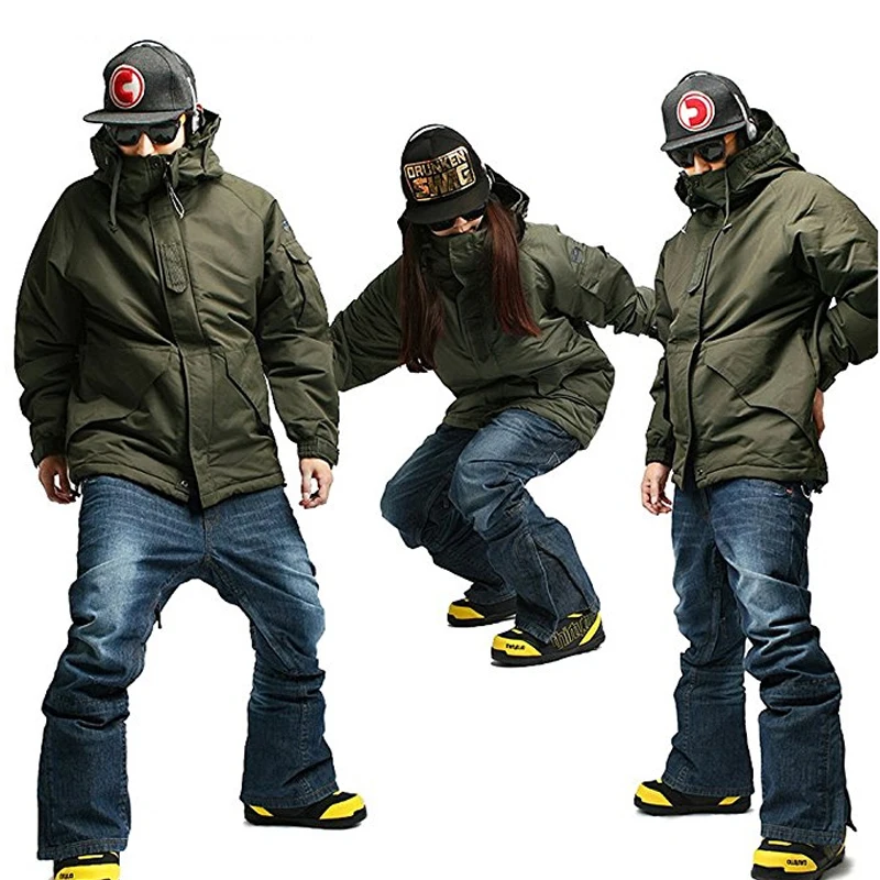 Premium Edition "Southplay" Зимний сезон 10000 мм Водонепроницаемый Лыжный Сноуборд потепление(хаки куртка+ брюки синего Джинса) комплекты