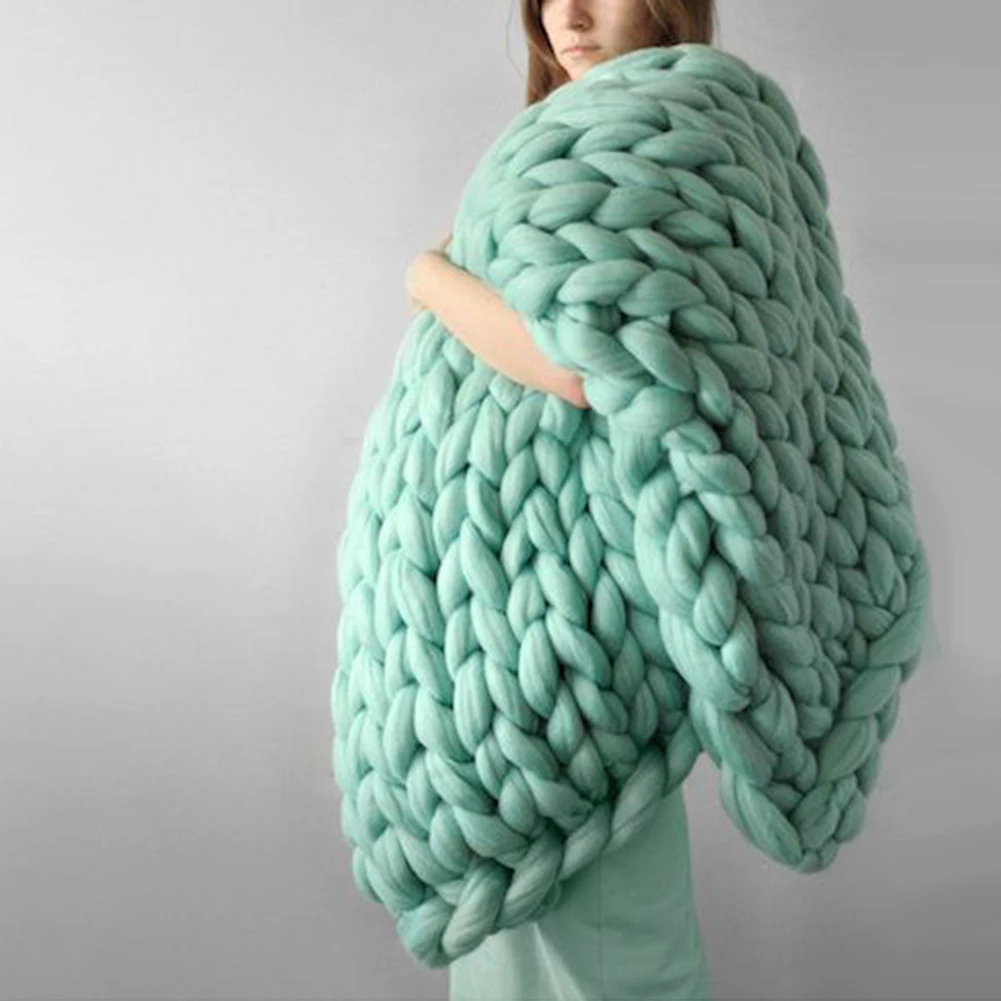 Thick Woolen Yarn Blanket Handmade Soft Warm Knit Blanket Sleeping Mat