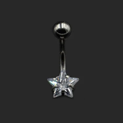 Surgical Steel Double Heart Star Zircon New Navel Belly Button Ring Ear Cartilage Helix Septum Earring Body Piercing Jewelry