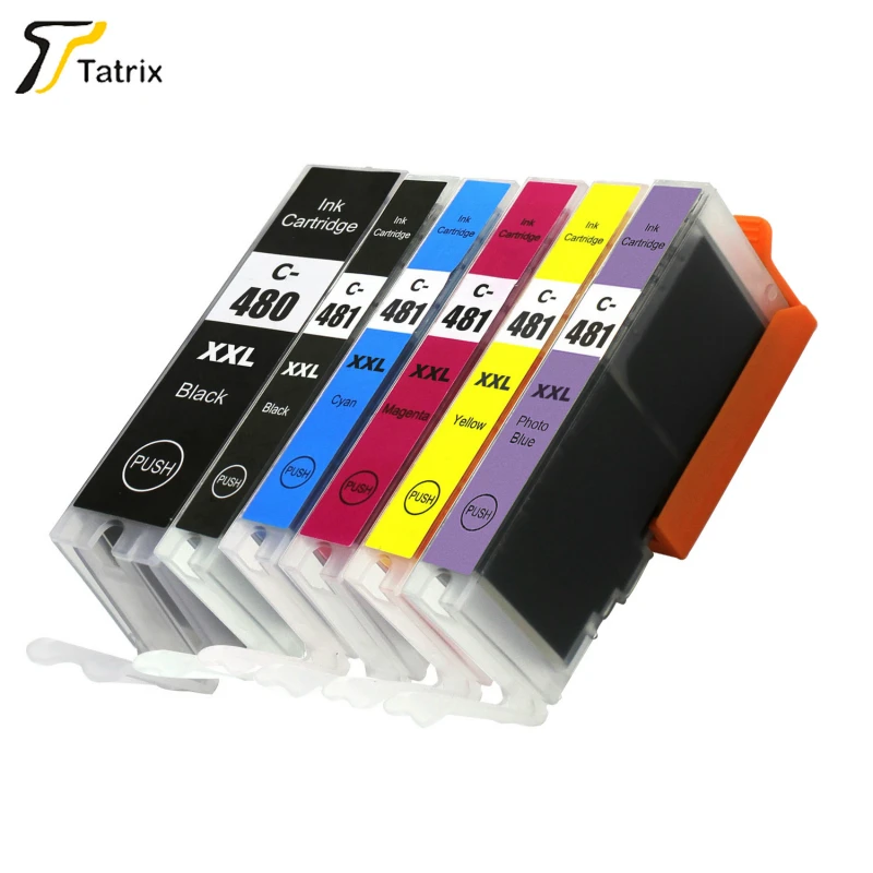 With Chip 6Pcs PGI 480XXL CLI 481XXL Compatible Ink Cartridge for Canon PIXMA TR7540/TR8540