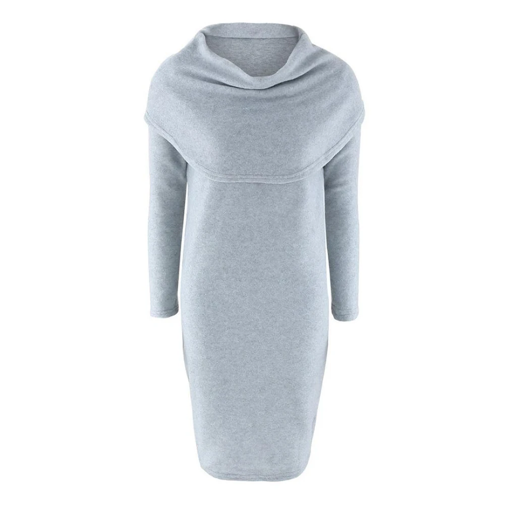 Fashion Ladies Turtleneck Solid Color Long Sleeve Party Club Mini Sweater Dress | Женская одежда