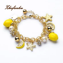 Новое поступление, подвеска в виде морской звезды, лимонный фрукт, OL стильный браслет, корейские модные женские браслеты и браслеты