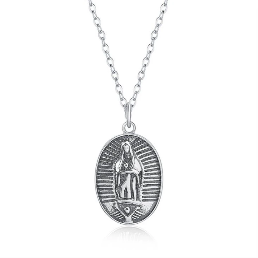 Vintage 925 Sterling Silver Coin Pendants Necklaces Oval Charms Rope Chain Gold Medal Pendant Religious Necklace for Women Men | Украшения