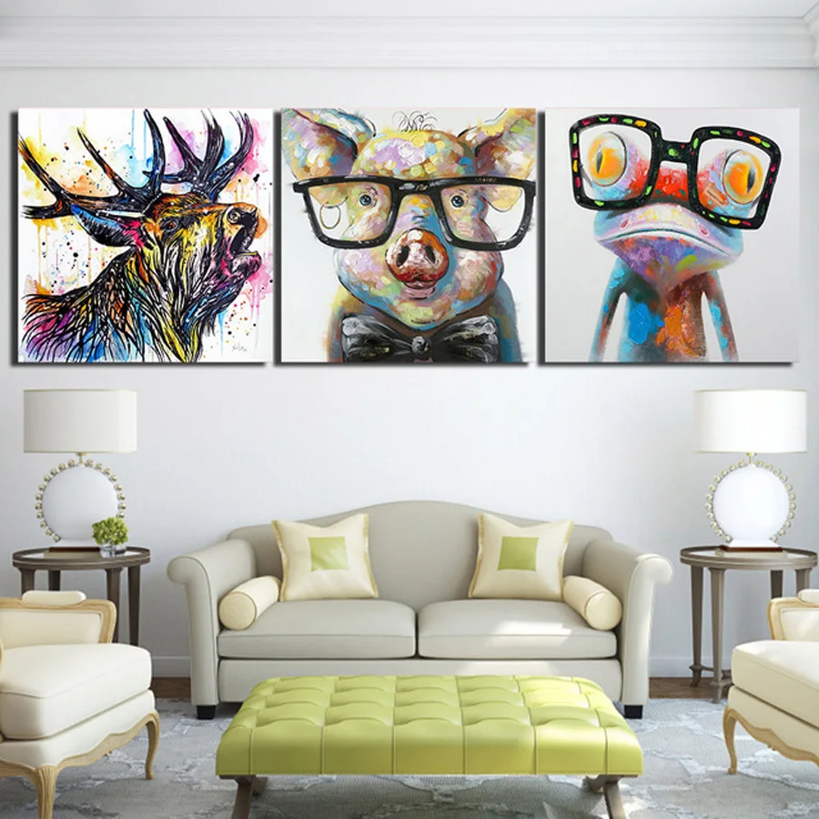 Canvas-HD-Printed-Poster-Wall-Art-Pictures-Framework-1-Panel-Watercolor-Abstract-Deer-Pig-Frog-Painting.jpg_640x640