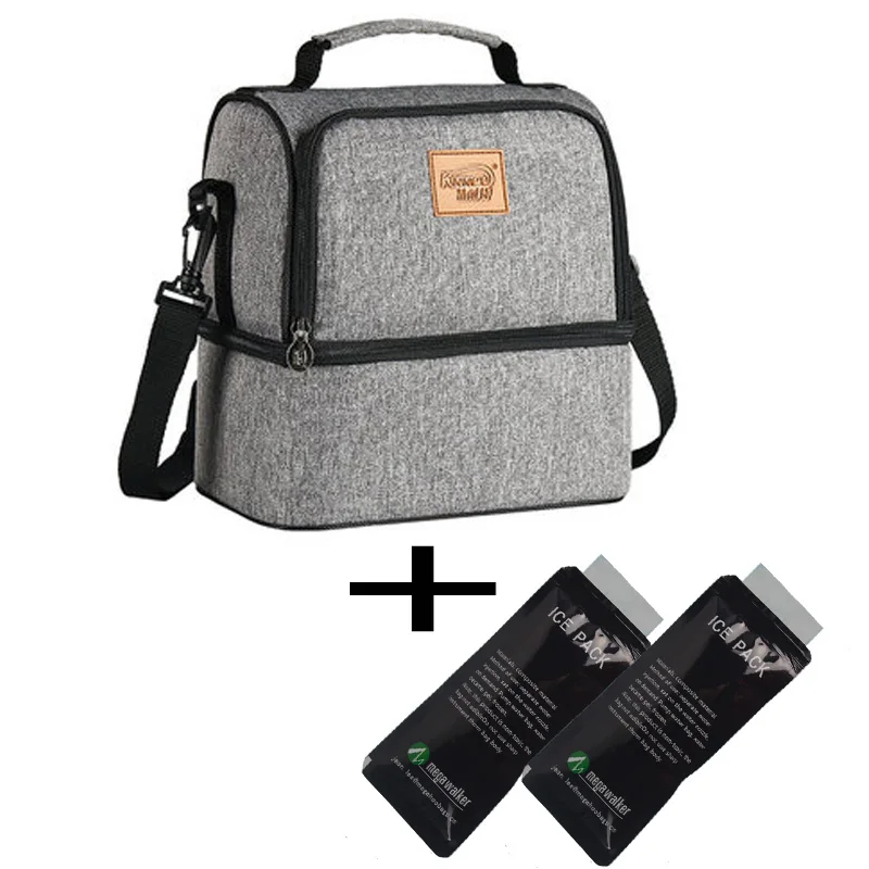 KINNET специальный портативный двухслойный приносить еды Ланч-бокс пакет фольга простая упаковка для завтрака сохранение тепла кулер сумки - Цвет: Gray1
