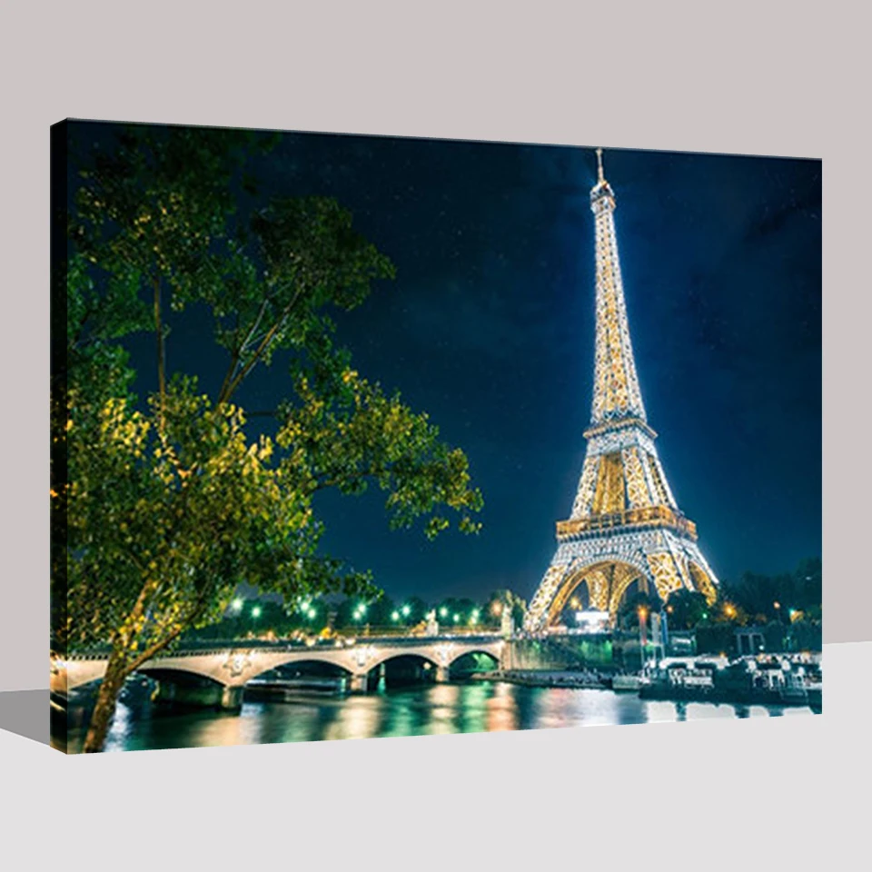 Oil-Painting-By-Numbers-DIY-Handpainted-Paris-Tower-Under-The-Night-View-Pictures-On-Canvas-Home