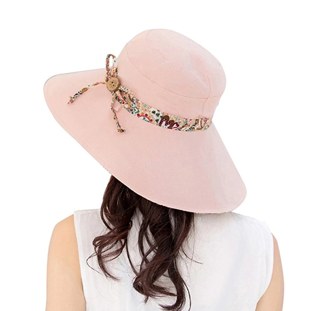 女性の夏ビーチ旅行ちょう結び広いつば太陽の帽子可逆折りたたみキャップ Wide Brim Sun Hat Sun Hatwide Brim Aliexpress