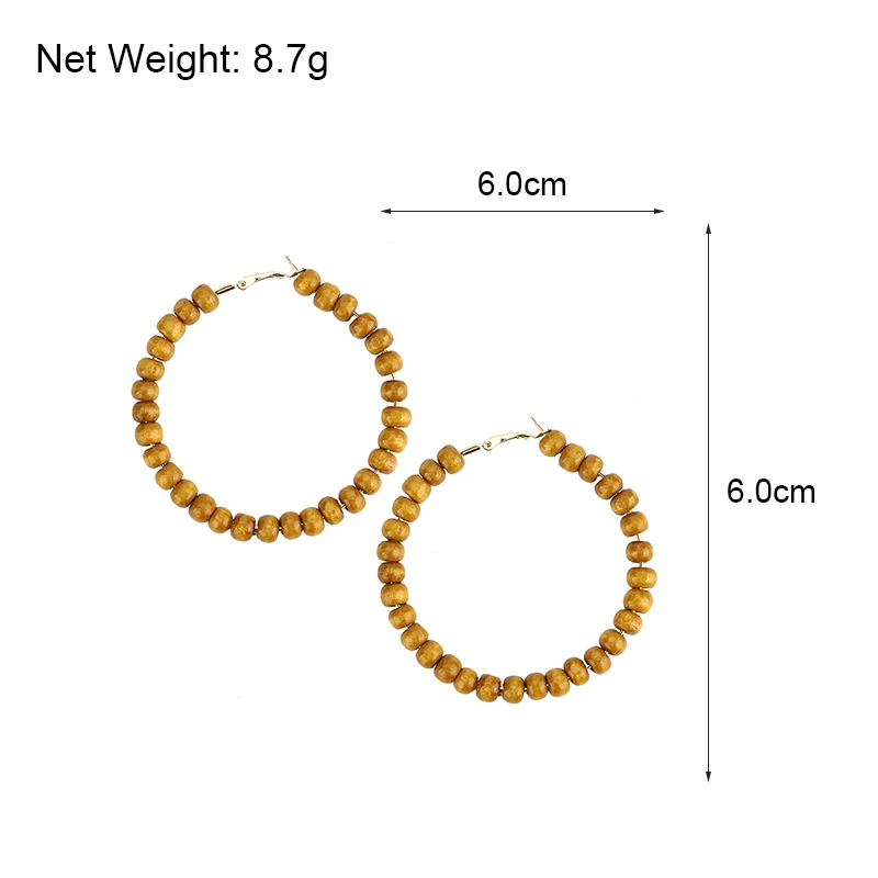 AENSOA, винтажные серьги-кольца с большими деревянными бусинами, простые этнические массивные серьги с большими кругами для женщин, ювелирное изделие, подарок