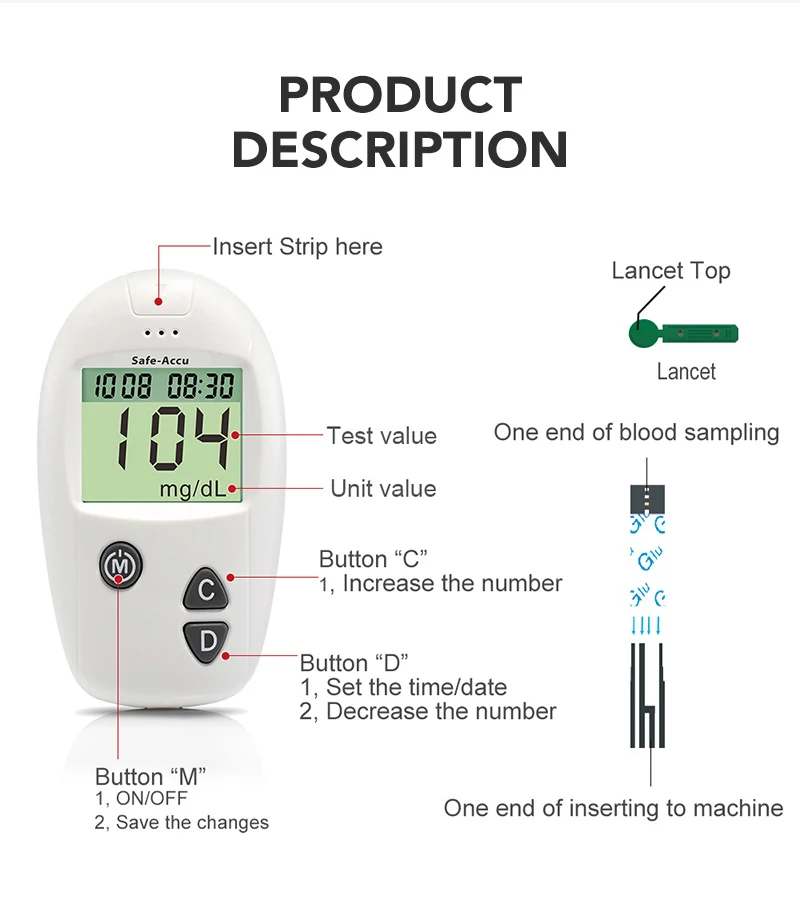 Sinocare CE Safe-Accu MMOL/L MG/DL глюкометр тест на диабет er& тест-полоски ланцеты медицинский измеритель уровня сахара в крови