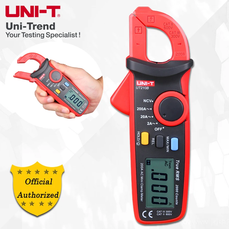 

UNI-T UT210A/UT210B/UT210C AC 200A Mini Digital Clamp Meters; Resistance/Capacitance/Temperature, LCD Backlight