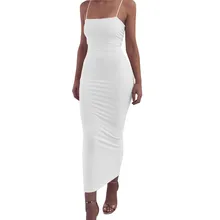 Spaghetti Strap Sexy Backless Long Dress Solid Color Strapless Bodycon Off Shoulder Dress Party Club Dress for Women Spaghetti Strap Sexy Backless Long Dress Solid Color Strapless Bodycon Off Shoulder Dress Party Club Dress for Women
