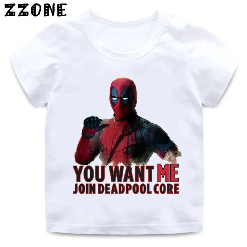 

Kids Deadpool Print Anime Funny T shirt Girls and Boys Summer Short Sleeve White T shirt Baby Cool Casual Clothes,HKP314