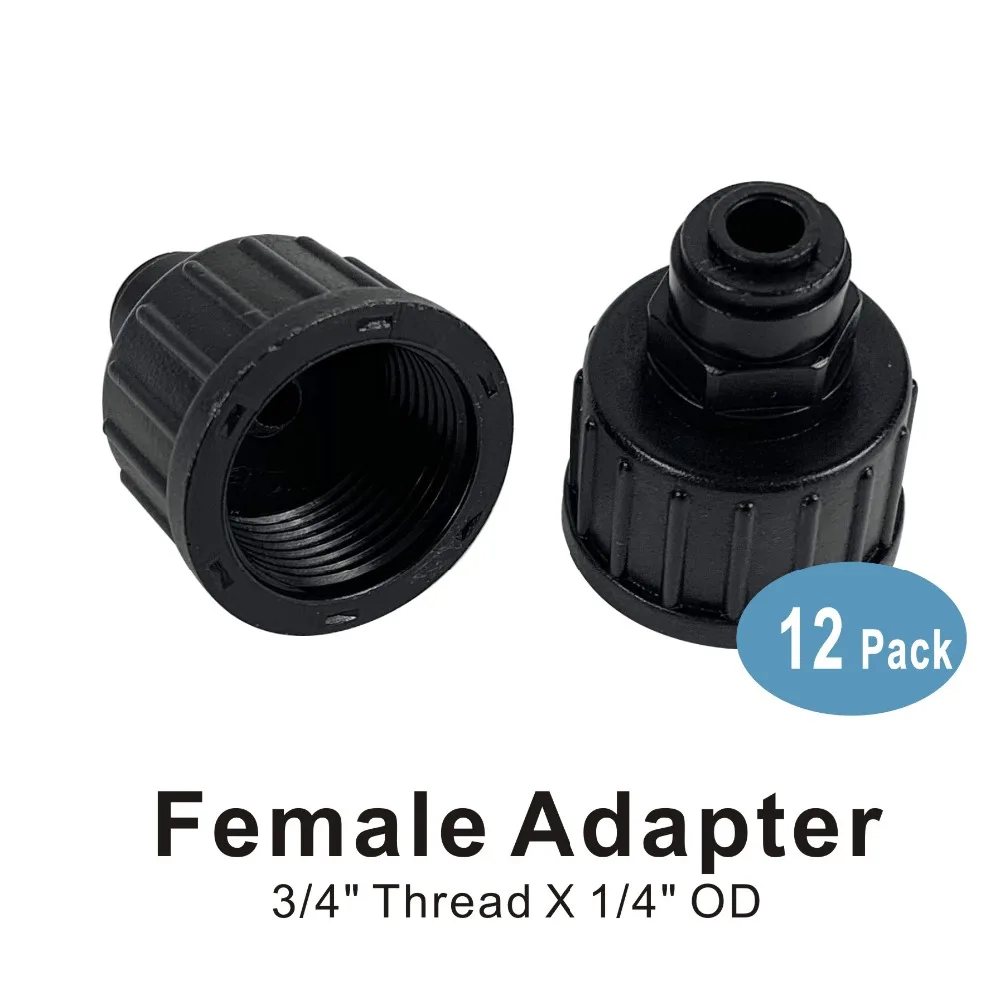 

12 PACK OF 3/4" BSP to 3/8" Push Fit Standard Garden Tap Adapter Connector, Washing Machine, Fridge Water Filter - Black Color