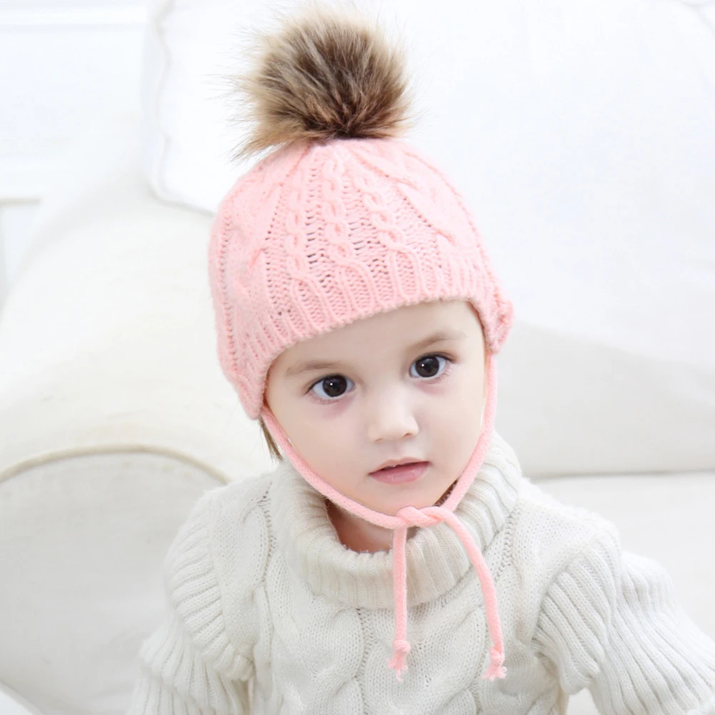Buy Baby Boys Girl Knitted Winter Beanie Pom Pom