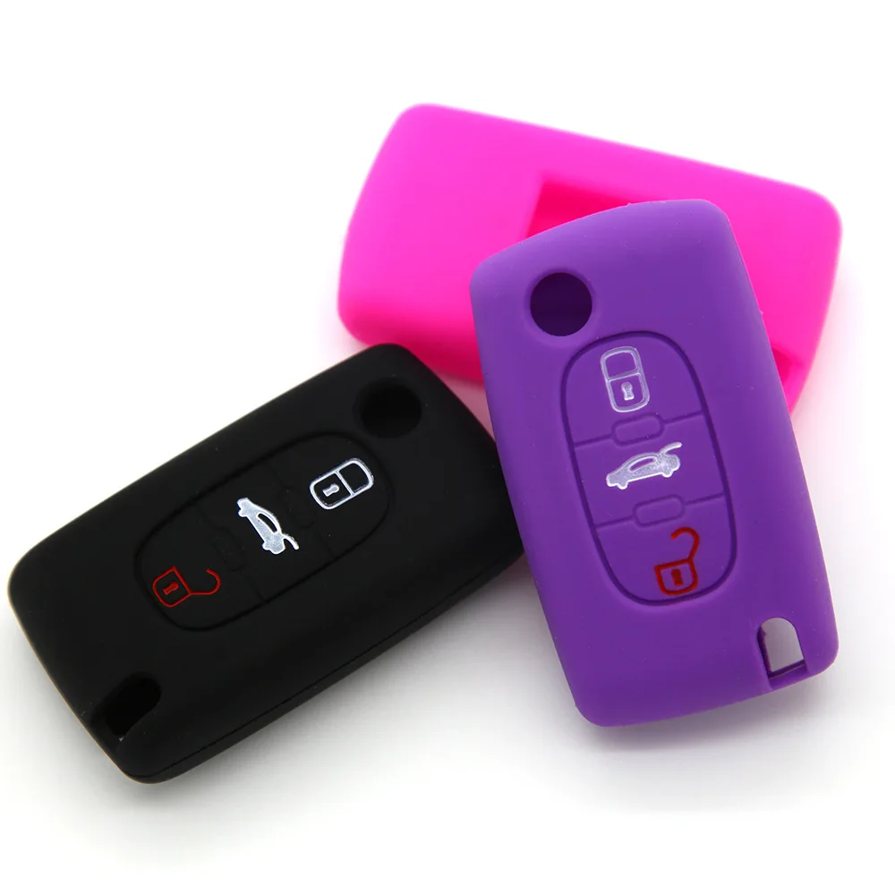2 пуговицы силиконовый чехол автомобиль ключ для PEUGEOT 207 307 308 407 408 Citroen C3 C4 C4L C5 C6