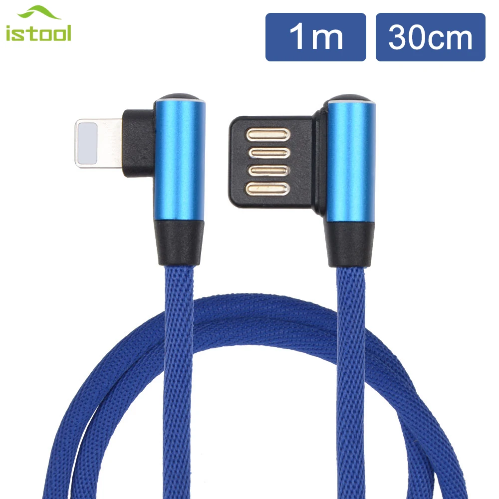 

Angled Fast Charge Light ning Cable 90 degree Double-sided Plug USB Cable Charging Data Cables For iPhone X Charger word