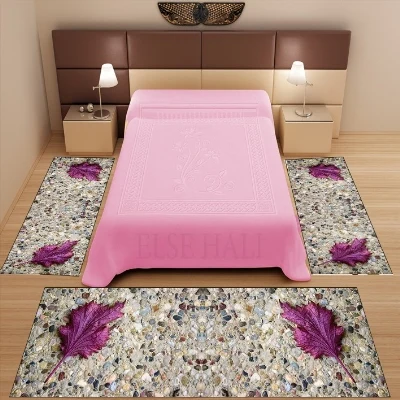 Else 3 шт. корчиневый камень дорога на фиолетовый лист 3d узор печать Нескользящая микрофибра моющийся Декор Спальня Площадь Ковер Набор ковриков