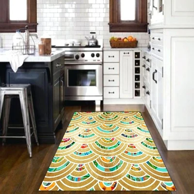 Золотой желтый зеленый красный полукольцо геометрический 3d принт Нескользящая микрофибра кухня современный декоративный моющийся коврик