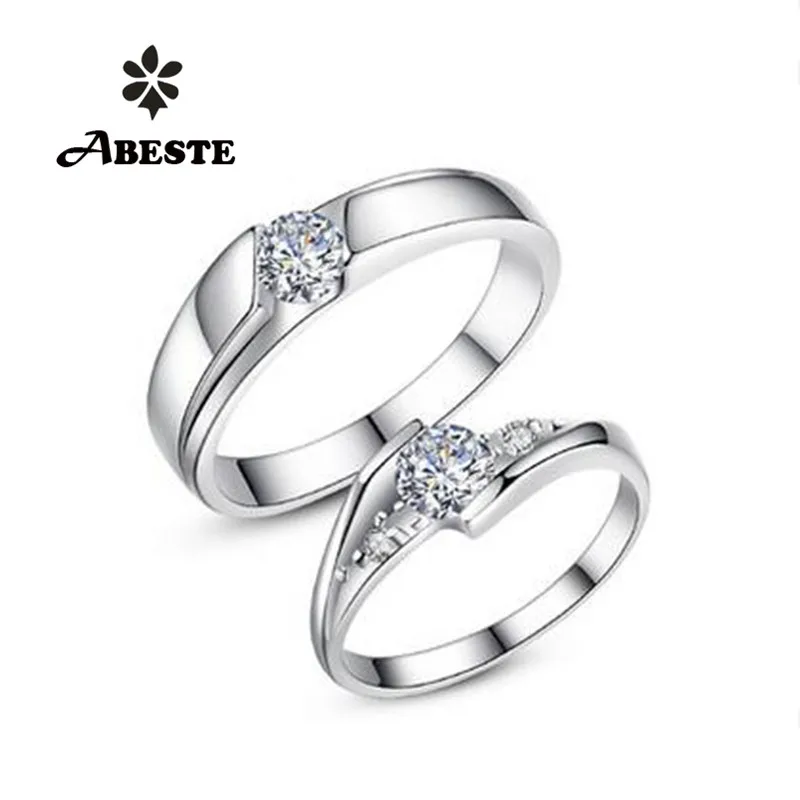 

ANI 18K White Gold (AU750) Lovers' Wedding Ring 0.34Carat and 0.47 Carat Certified H/SI1 Real Diamond Couple Engagement Rings