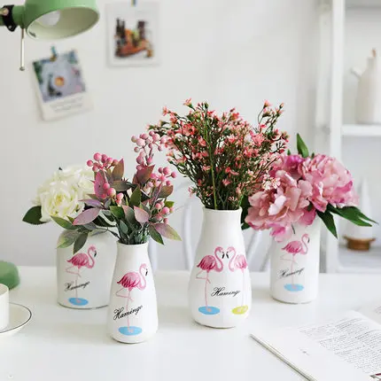 

Nordic Flamingo Ceramic Vase Living Room Dried Flower Arrangement Flowers Hydroponic Small Vase Home Desktop Decoration