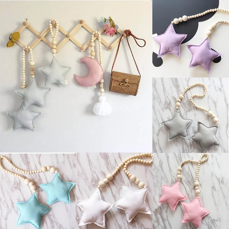 

Natural Wooden Beads Garland Home Decor Kid Room Wall Haning Decorations Best Gifts For Children Nordic Handmade Ornament