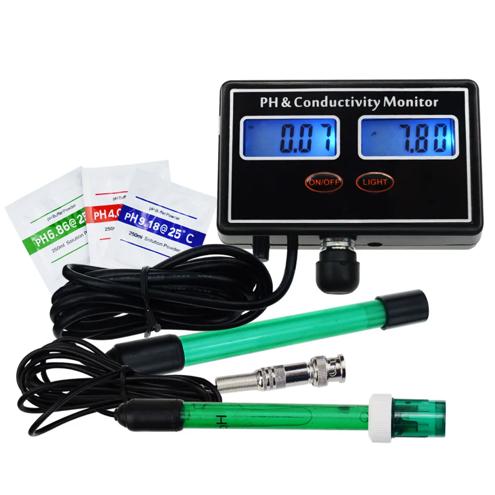 

Online PH & EC Conductivity Monitor Meter Tester ATC, Wall Mountable & Rechargeable, for Aquaculture, Aquarium, Pond, Hydroponic