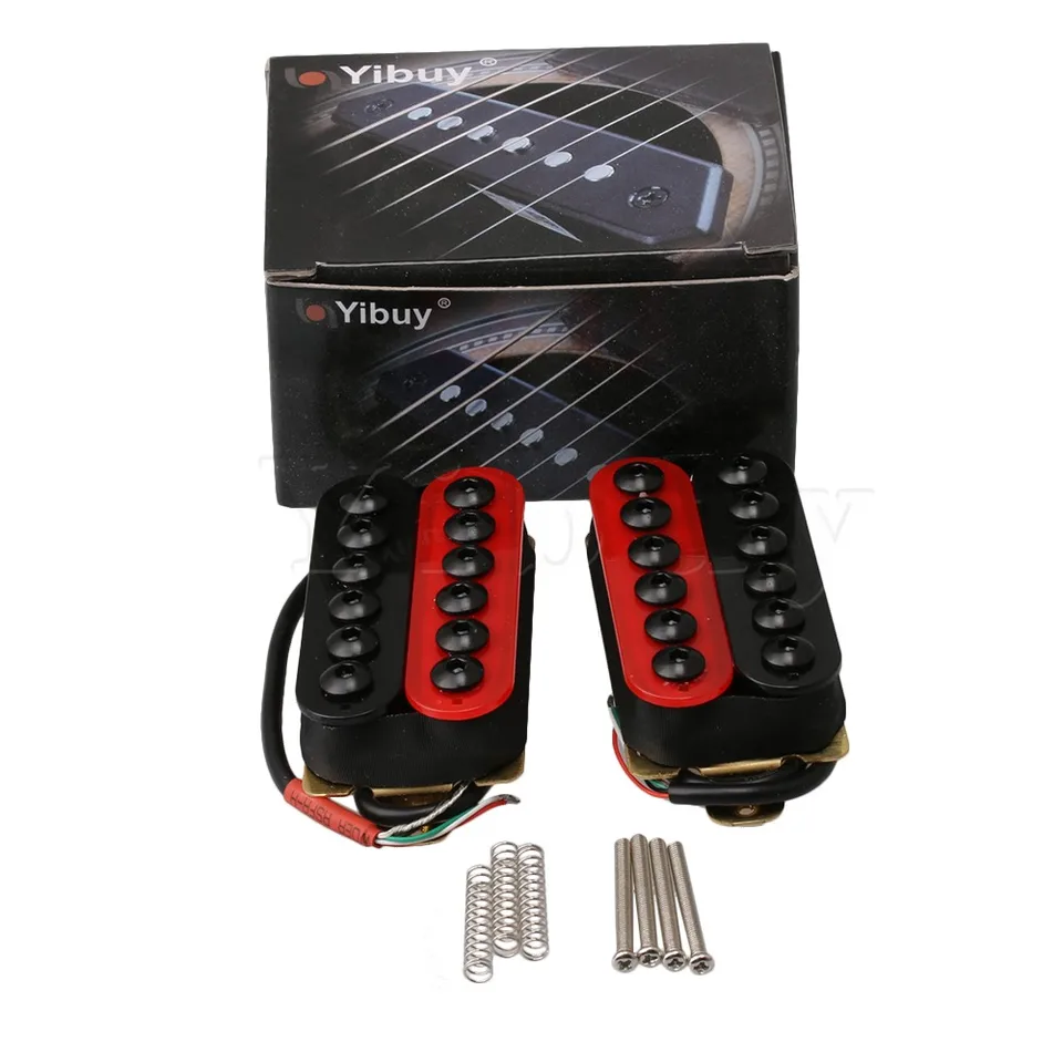 Pickup Humbucker Rosso In Metallo Per Chitarra Elettrica - Coppia Manico/Ponte Con Magneti Ceramici, Viti Regolabili, Per Stili Heavy Metal