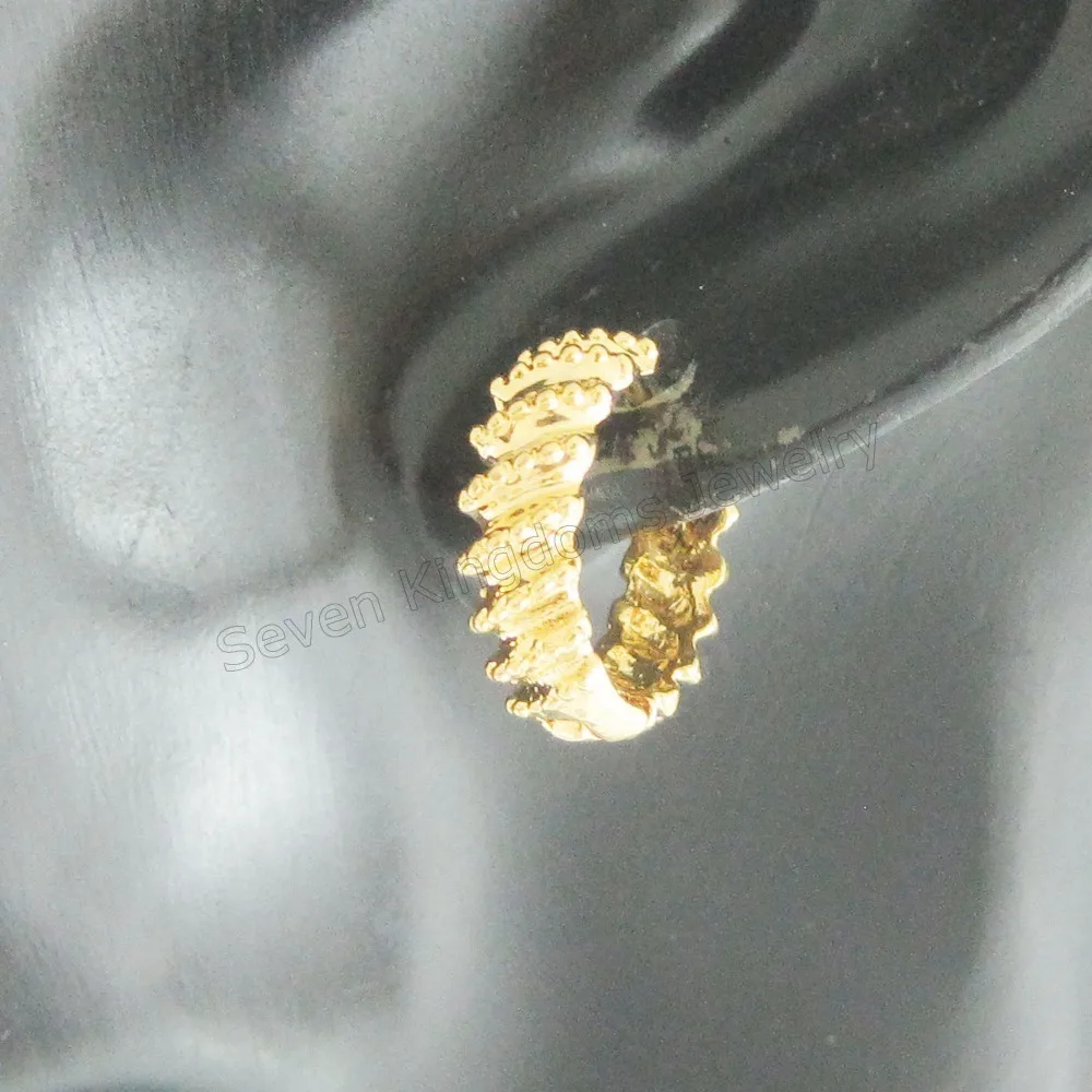 

MIN ORDER 10$ CAN MIX DESIGN/CUTE caterpillar PATTERN - YELLOW GOLD GP FILL OVERLAY SMALL HOOP 0.51" EARRING/GREAT GIFT/