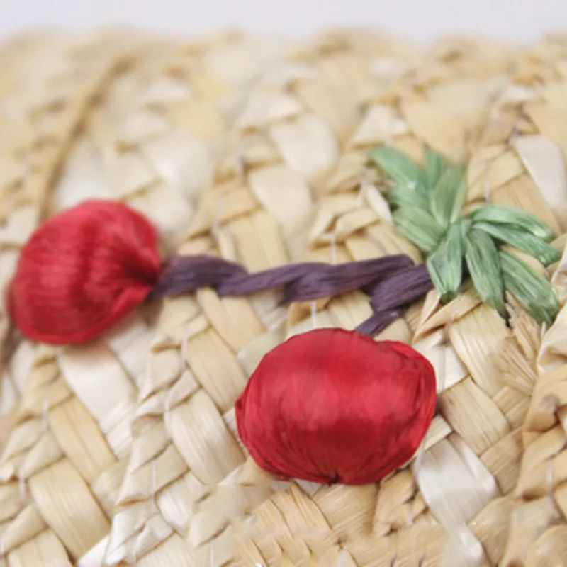 Women Clutch Bag Bohemian Cherry Female Summer Beach Straw Bags Lady Travel Shoulder Bag Handmade Knit Crossbody Bolsa SS3037 (15)