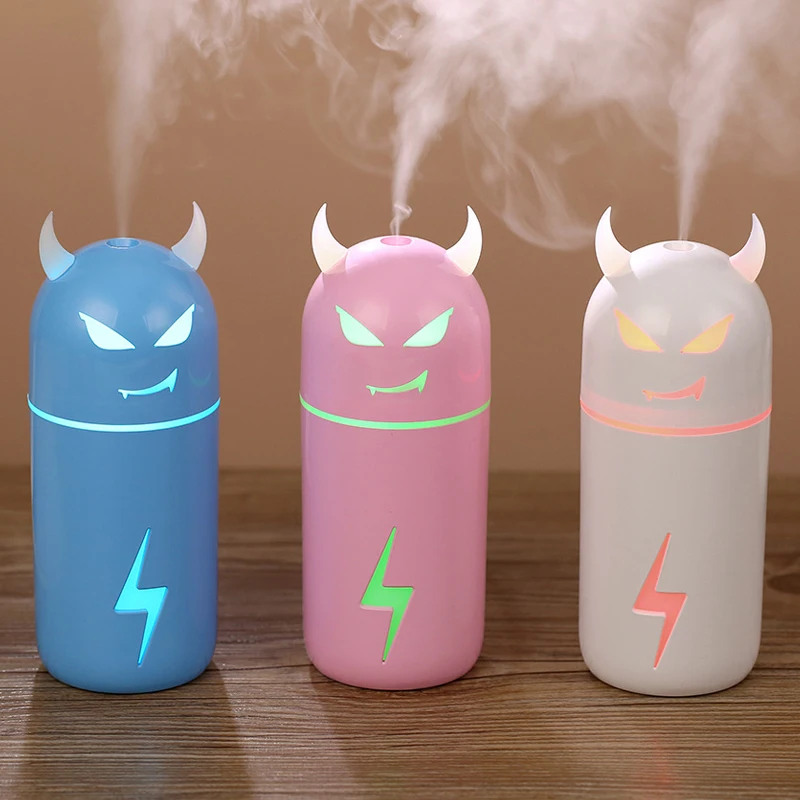 

Universal Air Humidifier Essential Oil Diffuser Creative Mini USB Cartoon Small Demon Humidifier Colorful Lights Car Purifier