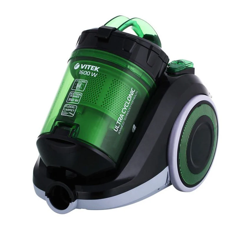 Пылесос электрический Vitek VT-1815 G (Безмешковый, потребляемая мощность 1600 Вт, мощность всасывания 350 Вт, емкость пылесборника 1.5 л, циклонный фильтр, длина шнура 5 м)