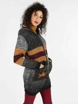 

Spring Autumn woman mid-length sweater knitted wool cardigan loose slim cloak