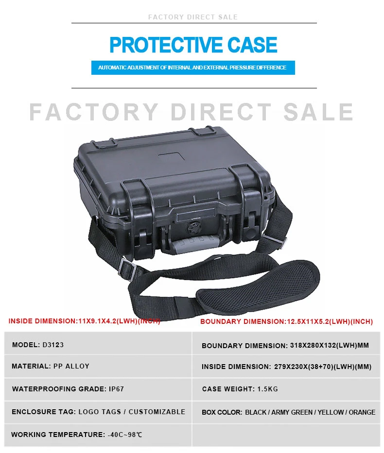 Безопасный инструмент ящик для инструментов ABS пластик Toolbox чехол для инструмента ударопрочный защитный Чехол чемодан инструментальное