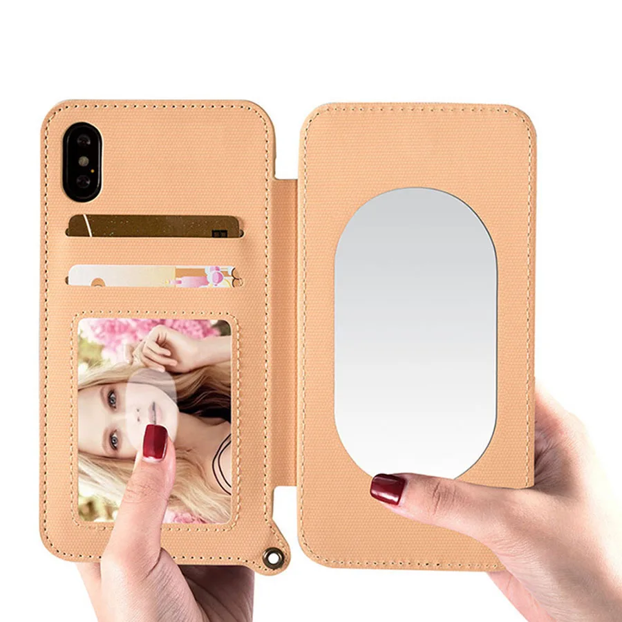 Mirror Phone Case for iPhone X Women Girls Make Up Mirror Case for iPhone X 6 S 7 8 Plus Shockproof Protective Case Stand Cover (17)
