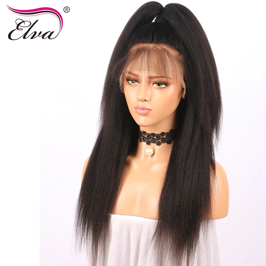 13x6 Синтетические волосы на кружеве человеческих волос парики для чернокожих Для женщин Kinky прямое Синтетические волосы на кружеве парик с ребенком волос бразильский Волосы remy