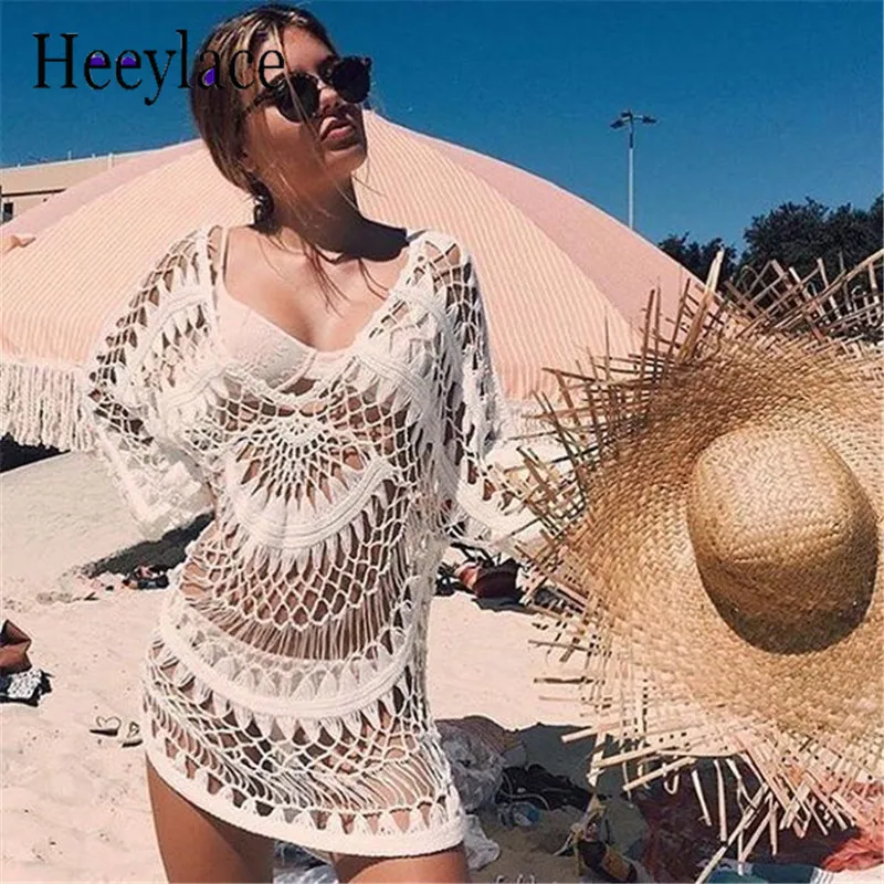 

2018 New Women Sexy Bikini Beach Cover-up Mesh Swimsuit Covers up Summer Beach Wear Swimwear Mesh Beach Dress