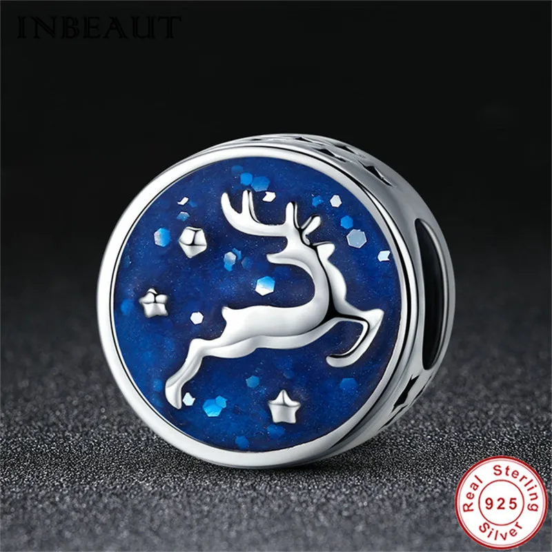 

Original S925 Animal Bead 925 Sterling Silver Fairy Night Sky Star Running Deer Charm Beads fit Pandora Bracelet Little Girls