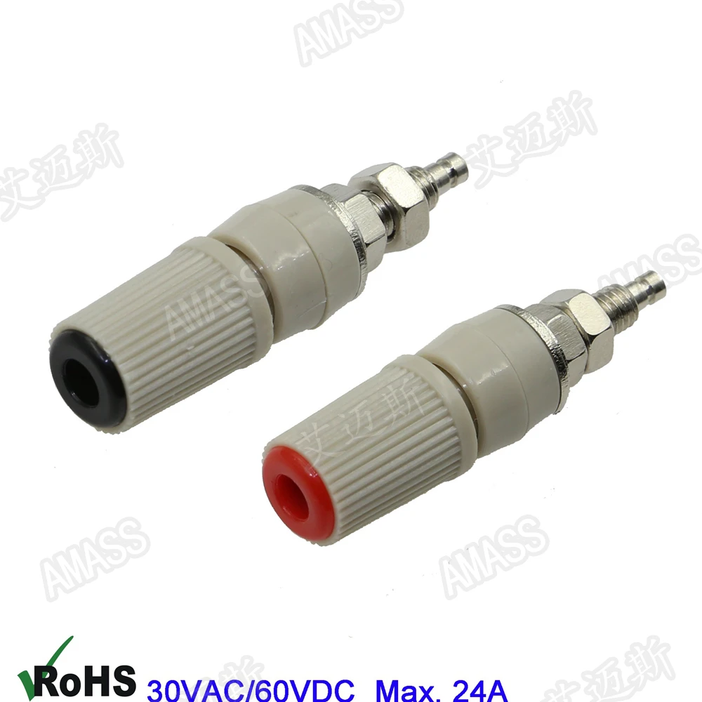 

5pcs Amass M5 terminal banana receptacle pure copper 24A band 4mm socket panel mounting AAM0056 Track Ship
