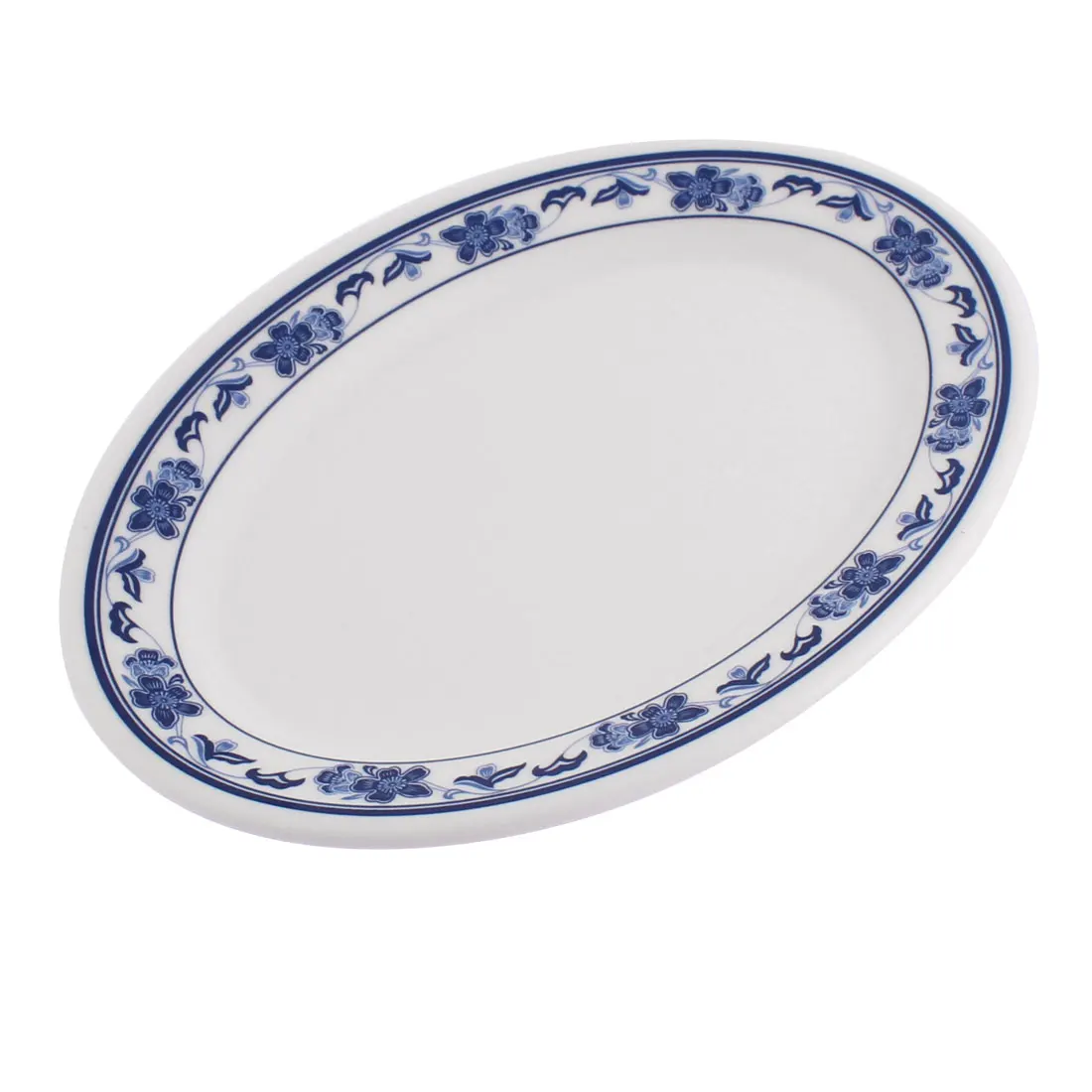 UXCELL Plastic Oval Shaped Flower Printed Food Snack Dessert Dish Plate