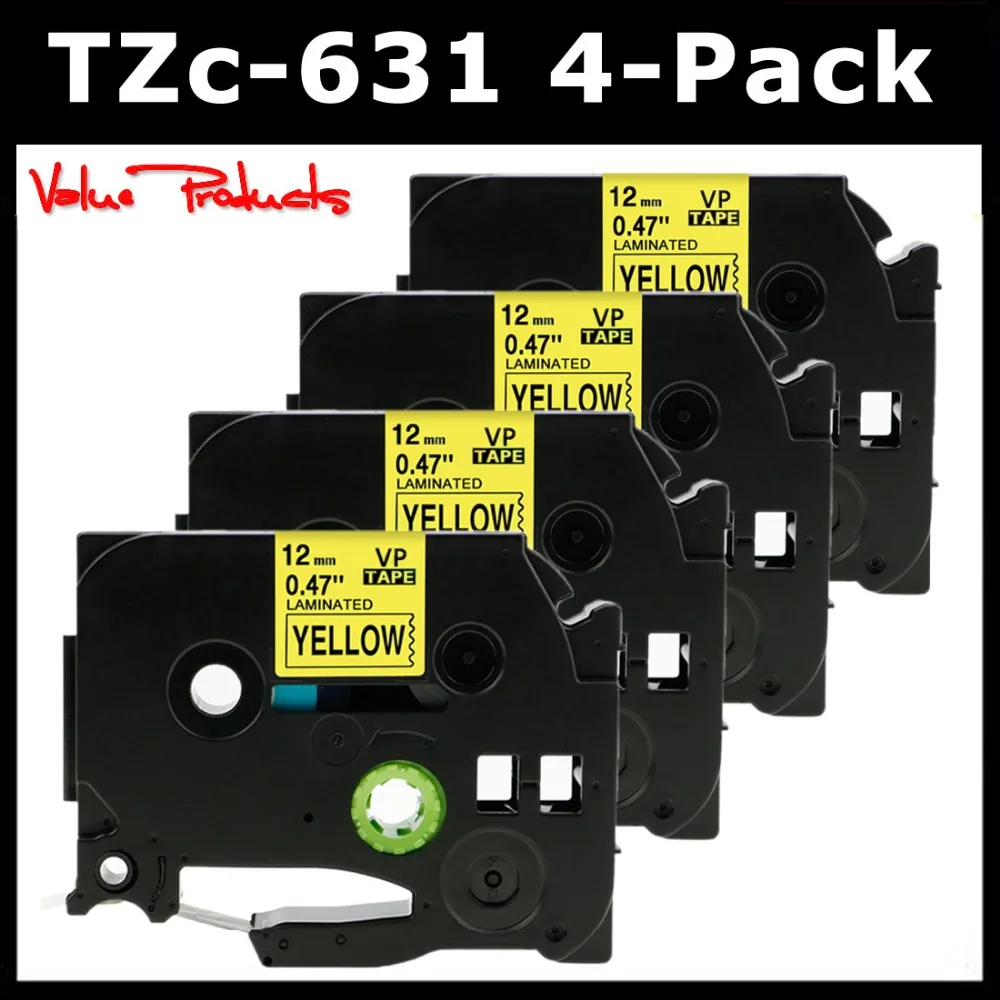 

For TZe-631 TZe 631 Label Tape 12mm Black on Yellow for Brother p-touch PTH110 / PT-D200 / PTD600 / Pt-d400 Label Marker,1-Pack