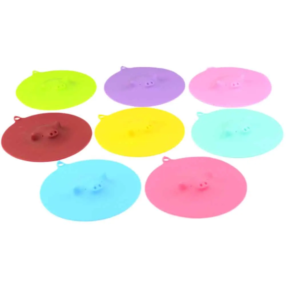 

Color Random Food Grade Silicone Glass Cup Cover Coffee Mug Lid Cap Cute Pig Dustproof Cover Thermal Insulation Cover