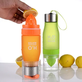 

Creative Water Bottle H2O 650ml Portable Fruit Juice Infuser Lemon Juice Bottle For Outdoor Sports Hiking Camping Free Shipping